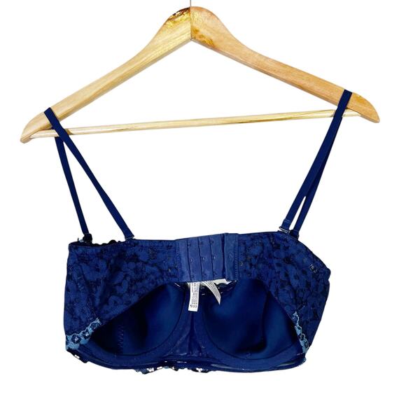 Body by Victoria's Secret Bra Womens 34DD Blue Lace Balconette Underwire Lined - Picture 3 of 4